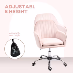 HOMCOM Office Chair, Swivel Desk Chair w/ Adjustable Height, Pink - Additional view 5