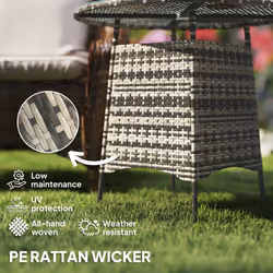 Outsunny Patio Furniture Rattan Garden Table with Umbrella Hole - Grey - Additional view 4