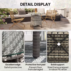 Outsunny Patio Furniture Rattan Garden Table with Umbrella Hole - Grey - Additional view 6