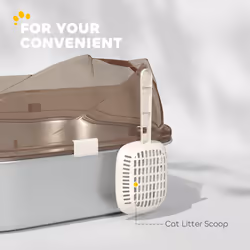 PawHut Stainless Steel Litter Box, Cat Litter Tray w/ Lid, Pedal, Scoop - Additional view 4