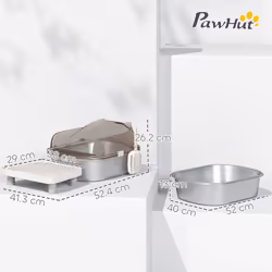 PawHut Stainless Steel Litter Box, Cat Litter Tray w/ Lid, Pedal, Scoop - Additional view 8