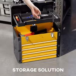 HOMCOM 4 Drawers Large Tool Box, Steel Toolbox with Handle, Yellow