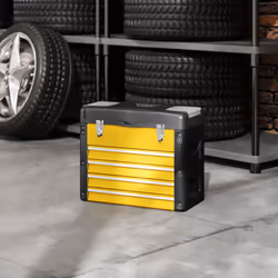HOMCOM 4 Drawers Large Tool Box, Steel Toolbox with Handle, Yellow - Additional view 6