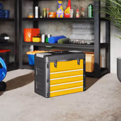 HOMCOM 4 Drawers Large Tool Box, Steel Toolbox with Handle, Yellow - Additional view 7