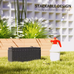 Outsunny Set of 2 Hanging Flower Boxes, 50 cm Long, Rattan Look, Black