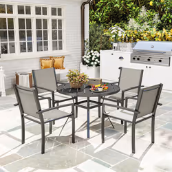 Outsunny 5 Piece Garden Furniture Set with Round Table & 4 Stackable Chairs