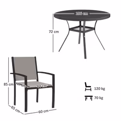 Outsunny 5 Piece Garden Furniture Set with Round Table & 4 Stackable Chairs