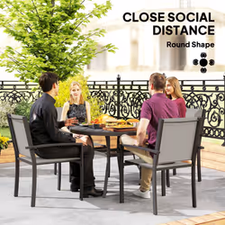 Outsunny 5 Piece Garden Furniture Set with Round Table & 4 Stackable Chairs - Additional view 5