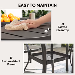 Outsunny 5 Piece Garden Furniture Set with Round Table & 4 Stackable Chairs - Additional view 6