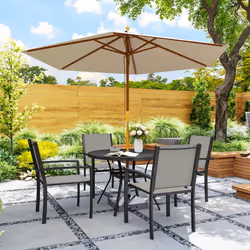 Outsunny 5 Piece Garden Furniture Set with Round Table & 4 Stackable Chairs - Additional view 7