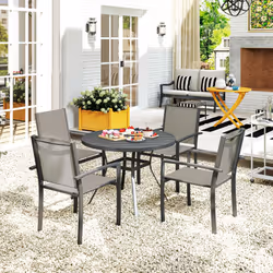 Outsunny 5 Piece Garden Furniture Set with Round Table & 4 Stackable Chairs - Additional view 8
