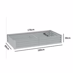 Outsunny Galvanised Raised Garden Bed, 180x90x30cm Raised Bed, Silver