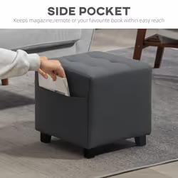 HOMCOM Small Footstool Square Ottoman with Padded Seat for Living Room Grey
