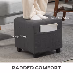 HOMCOM Small Footstool Square Ottoman with Padded Seat for Living Room Grey - Additional view 4