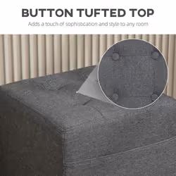 HOMCOM Small Footstool Square Ottoman with Padded Seat for Living Room Grey - Additional view 5