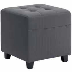 HOMCOM Small Footstool Square Ottoman with Padded Seat for Living Room Grey - Additional view 7