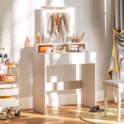 HOMCOM Dressing Table with Mirror, LED Lights, Drawers, for Bedroom, White - Additional view 2