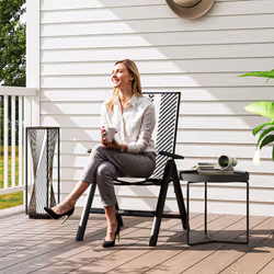Outsunny Rattan Folding Chair w/ 5-Position Adjustable Backrest - Black