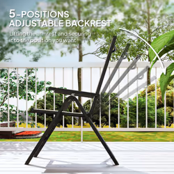 Outsunny Rattan Folding Chair w/ 5-Position Adjustable Backrest - Black