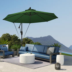 Outsunny 3(m) Cantilever Banana Parasol with Cover Wind Strap UPF50+ - Green