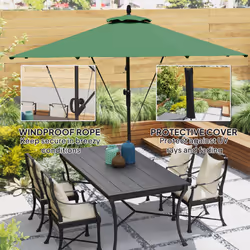 Outsunny 3(m) Cantilever Banana Parasol with Cover Wind Strap UPF50+ - Green