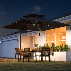 Outsunny 3.5m Aluminium Cantilever Parasol w/ LED Lights Crank Tilt UV50+ Black