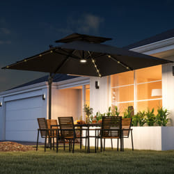 Outsunny 3.5m Aluminium Cantilever Parasol w/ LED Lights Crank Tilt UV50+ Black