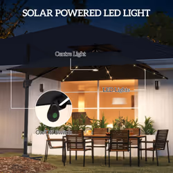 Outsunny 3.5m Aluminium Cantilever Parasol w/ LED Lights Crank Tilt UV50+ Black