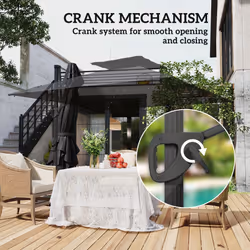 Outsunny 3.5m Aluminium Cantilever Parasol w/ LED Lights Crank Tilt UV50+ Black - Additional view 7