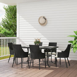 Outsunny 6 Seater Garden Furniture with Cushions, Parasol Hole - Cream