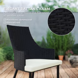 Outsunny 6 Seater Garden Furniture with Cushions, Parasol Hole - Cream