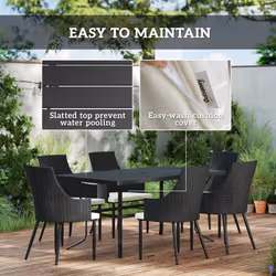 Outsunny 6 Seater Garden Furniture with Cushions, Parasol Hole - Cream - Additional view 4