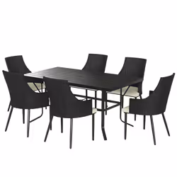 Outsunny 6 Seater Garden Furniture with Cushions, Parasol Hole - Cream - Additional view 6