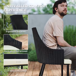 Outsunny 6 Seater Garden Furniture with Cushions, Parasol Hole - Cream - Additional view 7