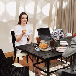 Outsunny 6 Seater Garden Furniture with Cushions, Parasol Hole - Cream - Additional view 8