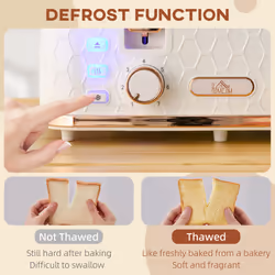 HOMCOM Toaster with 4 Slot, 7 Browning Levels, 1600W, White Honeycomb