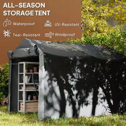Outsunny Garden Tool Storage Shed with Roll-up Zipper Door, Dark Grey