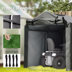 Outsunny Garden Tool Storage Shed with Roll-up Zipper Door, Dark Grey