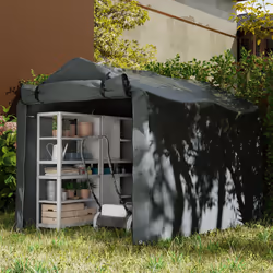 Outsunny Garden Tool Storage Shed with Roll-up Zipper Door, Dark Grey - Additional view 5