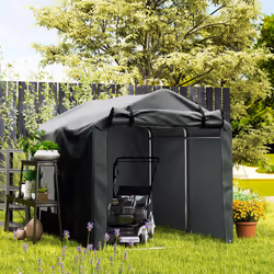 Outsunny Garden Tool Storage Shed with Roll-up Zipper Door, Dark Grey - Additional view 7