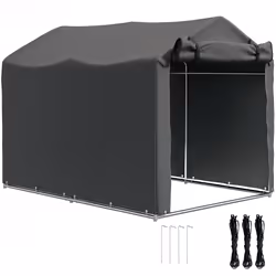 Outsunny Garden Tool Storage Shed with Roll-up Zipper Door, Dark Grey - Additional view 8