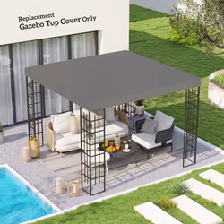 Outsunny 3 x 3(m) Gazebo Canopy Replacement Cover, UPF30+, Grey