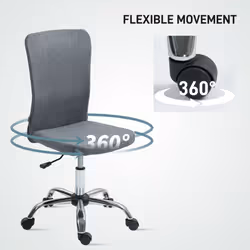 HOMCOM Armless Computer Desk Chair, Makeup Vanity Chair for Home, Grey - Additional view 5