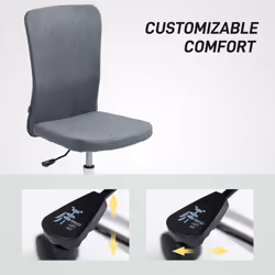 HOMCOM Armless Computer Desk Chair, Makeup Vanity Chair for Home, Grey - Additional view 6