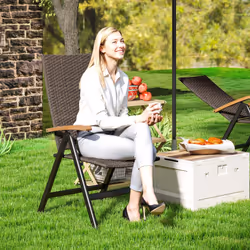 Outsunny Outdoor Folding Rattan Chair, Dining Chair, Brown