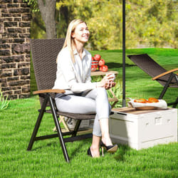 Outsunny Outdoor Folding Rattan Chair, Dining Chair, Brown