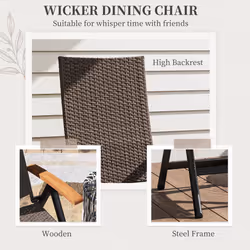 Outsunny Outdoor Folding Rattan Chair, Dining Chair, Brown