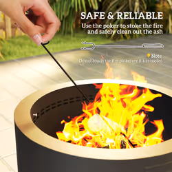 Outsunny Outdoor Round Fire Pit with Lid, Firepit with Fire Poker