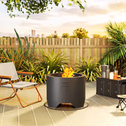 Outsunny Outdoor Round Fire Pit with Lid, Firepit with Fire Poker - Additional view 6