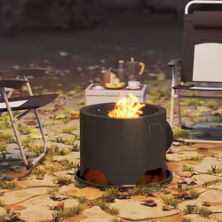 Outsunny Outdoor Round Fire Pit with Lid, Firepit with Fire Poker - Additional view 7